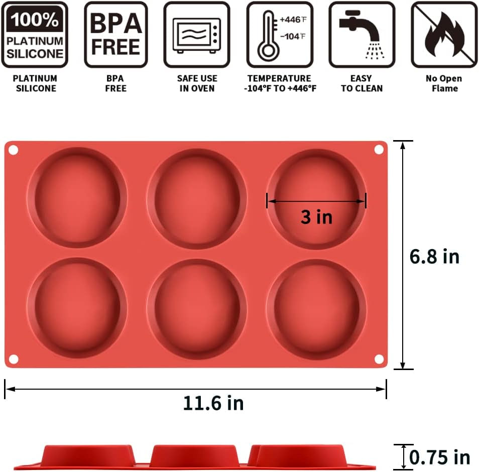 Silicone Egg Molds - Muffin Top Pan Whoopie Pie Pan 3" round Silicone Baking Mold for Whoopie Pie, Corn Bread, Egg Bites, English Muffins, Tarts 1 Pack