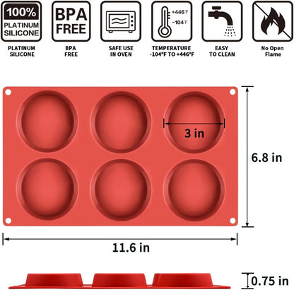 Silicone Egg Molds - Muffin Top Pan Whoopie Pie Pan 3" round Silicone Baking Mold for Whoopie Pie, Corn Bread, Egg Bites, English Muffins, Tarts 1 Pack