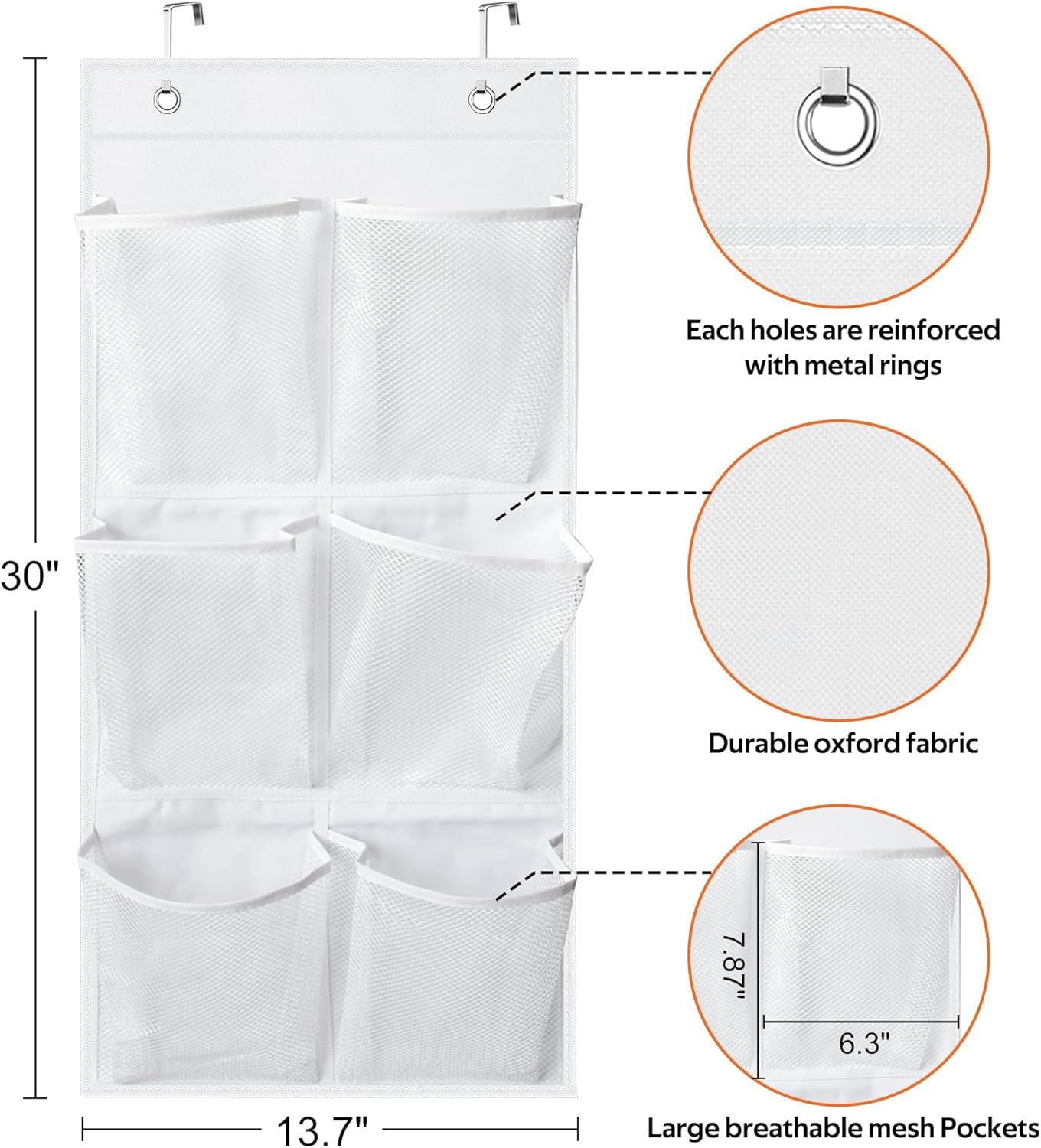 2 Packs Narrow over the Door/Wall Shoe Organizer Cruise, Small Hanging Shoe Rack for Closet with Clear Mesh Pocket for Bathroom, RV, Pantry, Camping (White)