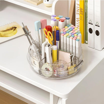 2 Pack Lazy Susan Turntable Organizer for Cabinet with 4 Removable Bins 10.6'' Rotating Condiment Snack Organizer Storage for Kitchen Pantry, Fridge, Bathroom, Medicine Cabinet Organizer