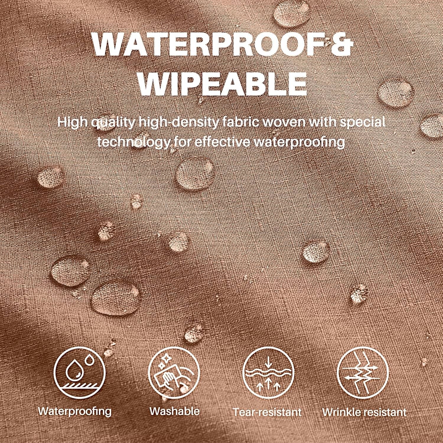 Textured Linen Table Cloth for Rectangle Tables - Coffee Tablecloths Rectangular Waterproof Wrinkle Free Wipeable Dining Table Cover for Spring Wedding Birthday Kitchen Decor, 52 X 70 Inch