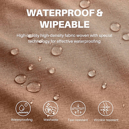 Textured Linen Table Cloth for Rectangle Tables - Coffee Tablecloths Rectangular Waterproof Wrinkle Free Wipeable Dining Table Cover for Spring Wedding Birthday Kitchen Decor, 52 X 70 Inch