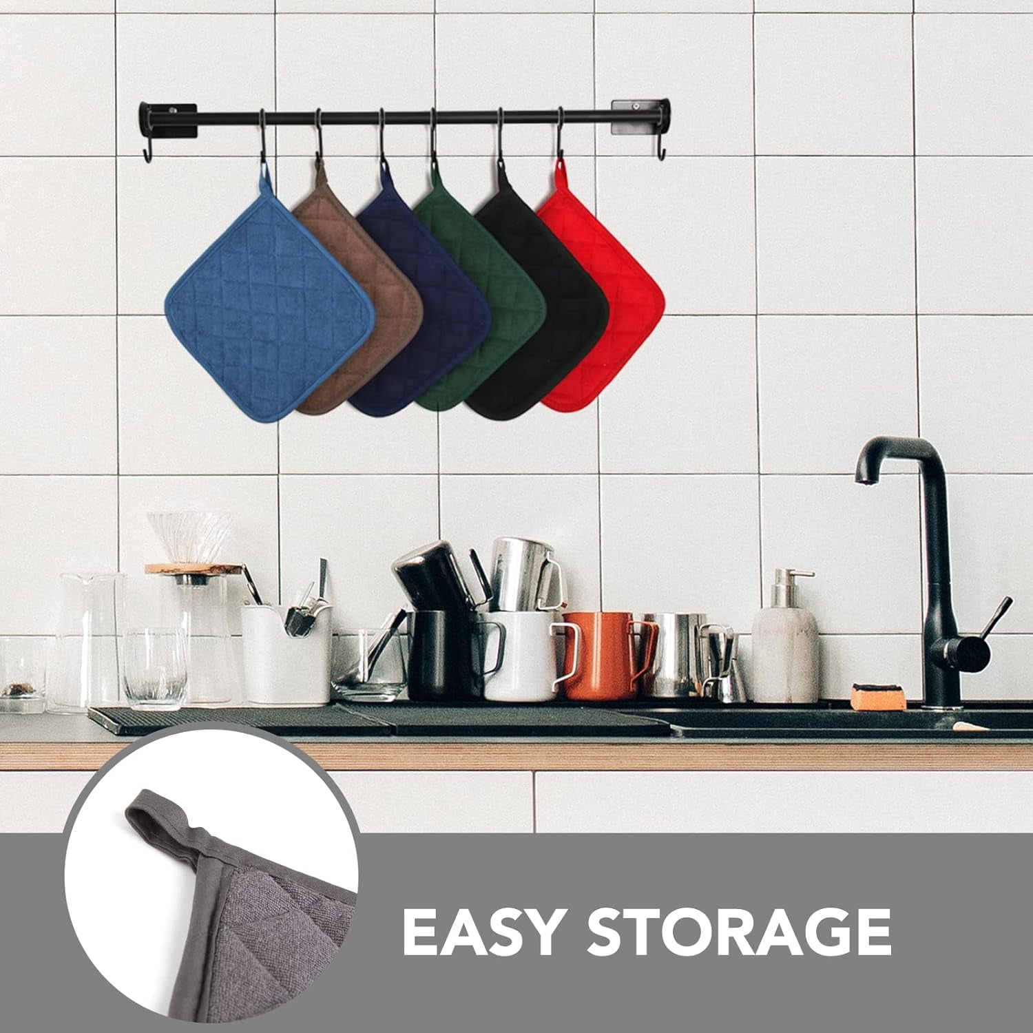 4 Pack Pot Holders for Kitchen Clearance, Hot Pads for Kitchen, Countertops, Oven Pot Holders Bulk, Potholders Sets for Kitchens Heat Resistant, Grey