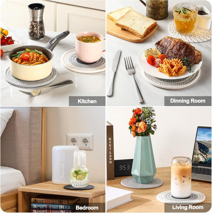 5 Pieces Trivets for Hot Dishes, Potholders Set 100% Cotton Woven Hot Pot Holders Set, Farmhouse Coasters, Hot Pads, Table Mats, Spoon Rest for Baking and Cooking, Kitchen Decor, 7 Inch