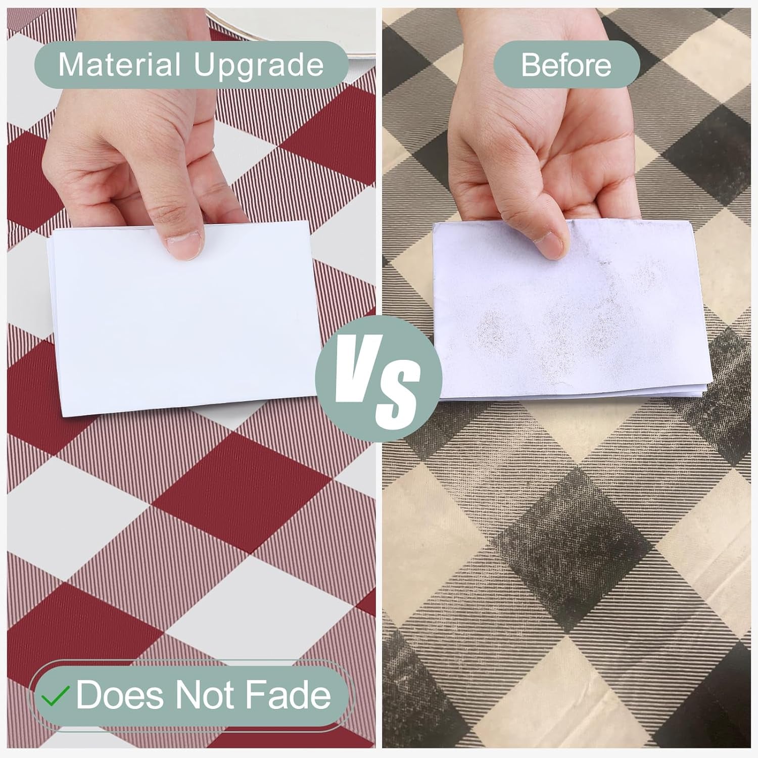 Rectangle Waterproof Vinyl Table Cloth, Buffalo Flannel Backed Tablecloth, Wipeable Plastic Table Cover for Dinner, Kitchen, Outdoor (60" X 84", Burgundy and White)