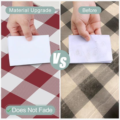 Rectangle Waterproof Vinyl Table Cloth, Buffalo Flannel Backed Tablecloth, Wipeable Plastic Table Cover for Dinner, Kitchen, Outdoor (60" X 84", Burgundy and White)