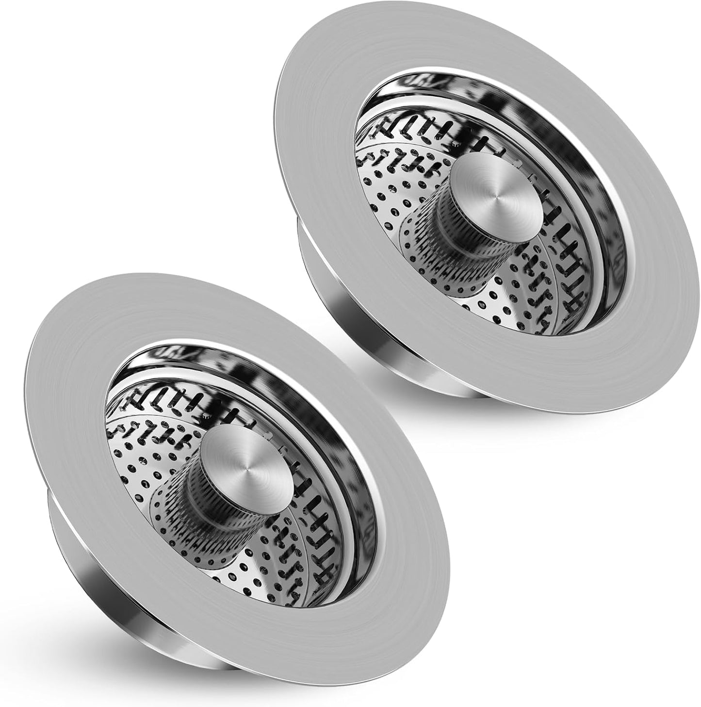 2 Pack Kitchen Sink Drain Strainer, 3 in 1 Sink Stopper Fits US Standard 3-1/2" Drains Sink Strainer with 304 Stainless Steel Pop Ups Anti-Blocking Anti-Rust High Temperature Resistant