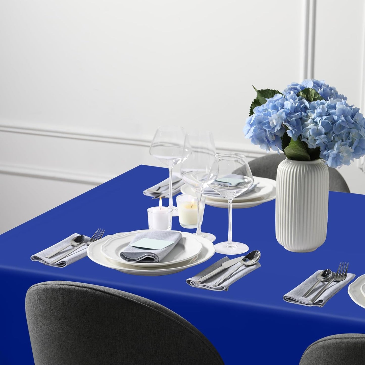 4 PCS Blue Tablecloth, 54 X 108 Inches Plastic Table Cloth Disposable, Table Cloth for Parties, Picnic, Camping and Baby Shower Decorations, Leakproof Table Cover of Indoors Outdoors