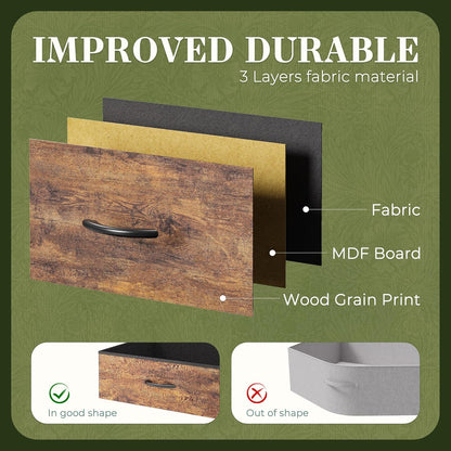 70-Inch Rustic Brown Dresser and TV Stand for 65, 75, and 80-Inch TVs, Featuring 12 Fabric Drawers and Ample Storage for Bedroom Entertainment Centers