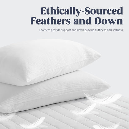 ® Cooling Goose Feathers down Pillows for Sleeping, Hotel Quality Chill Pillow with Removable Pillowcase, White, Standard Size, 20X26 Inches, 1 Pack