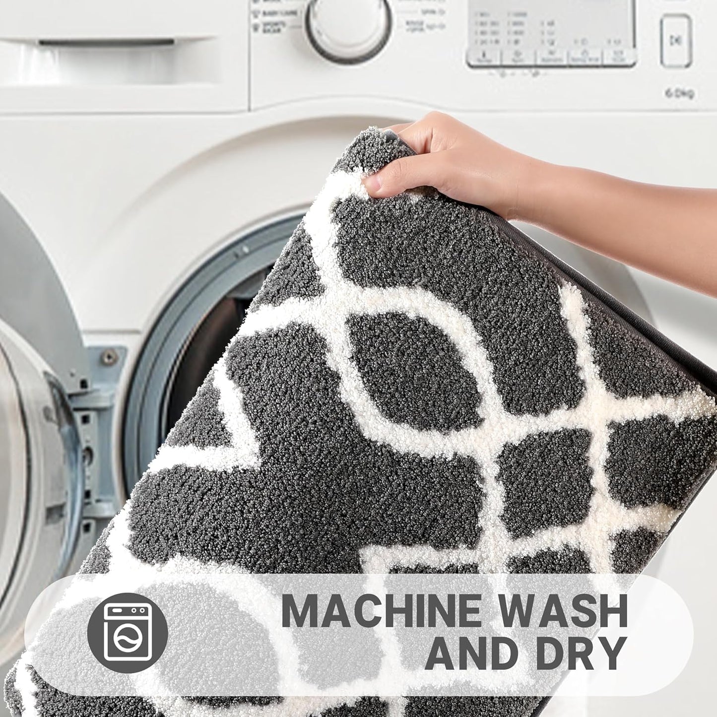 Bathroom Rugs 24 X 17 Inch, Super Soft Thick Plush Bath Mat, Non-Slip, Water Absorbent, Easier to Dry, Machine-Washable, Microfiber Floor Carpet for Bathtub, Shower, Dark Grey