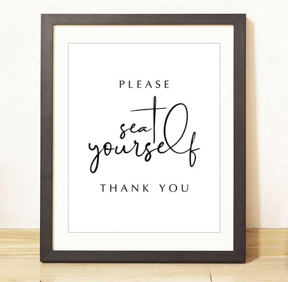 Please Seat Yourself, Bathroom Sign, Washroom Print, Bathroom Wall Decor, Funny Toilet Art, Restaurant Wall Decor, Funny Bathroom Art, 8X10 Inch,Unframed