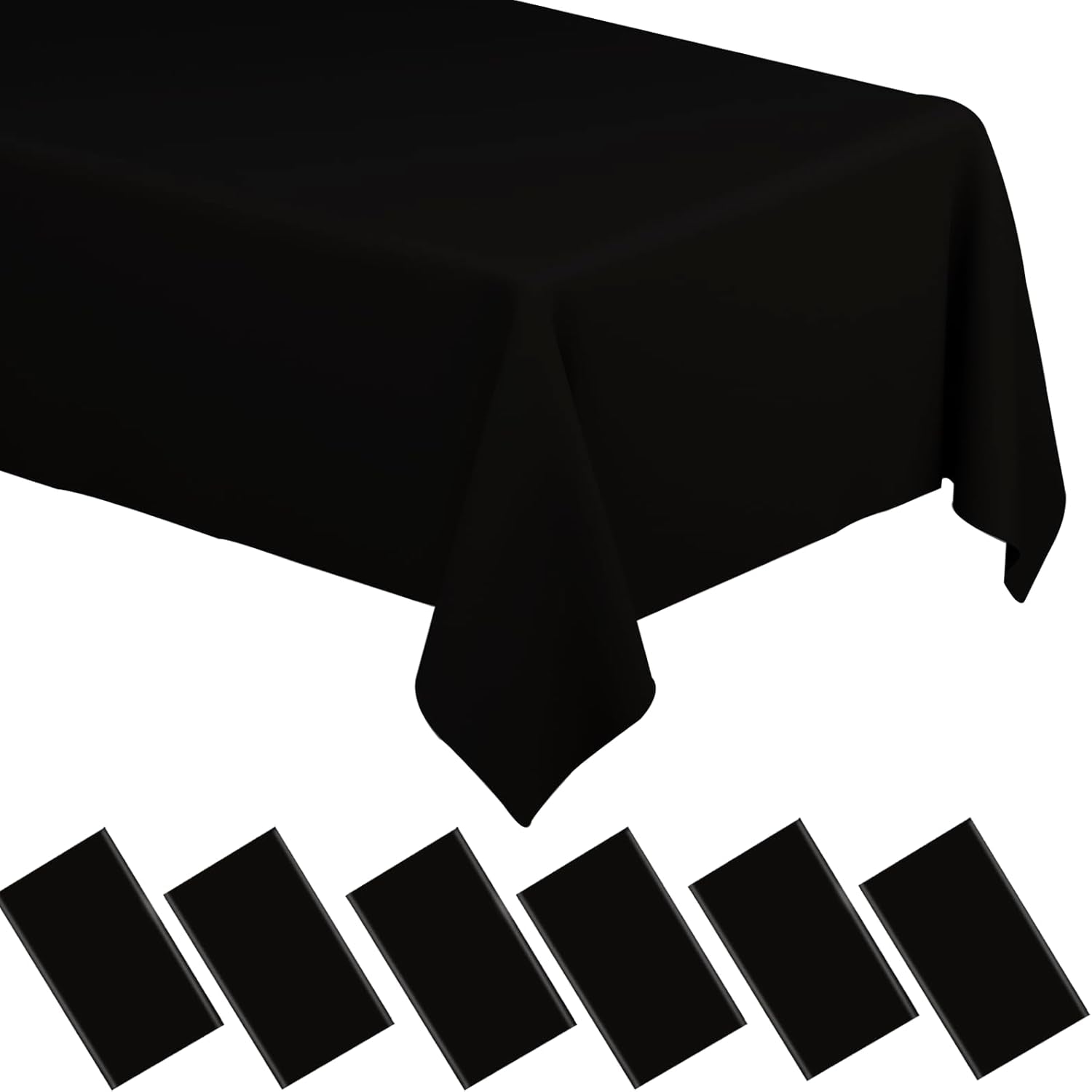 6 Pack Black Tablecloths Disposable Table Covers 54" X 108" Table Cloths for BBQ Birthday Picnic Bridal Shower Engagement Wedding Plastic Table Cloths for Parties