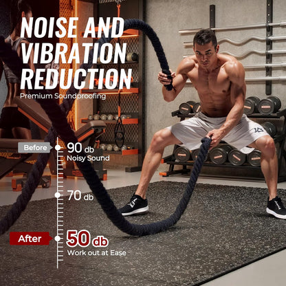 6-Piece Set of 0.56-Inch Thick High-Density EVA Foam Exercise Mats with Rubber Top, Interlocking Gym Flooring for Home Use, Protective Workout Mat, Black/Grey, 24 Sq Ft