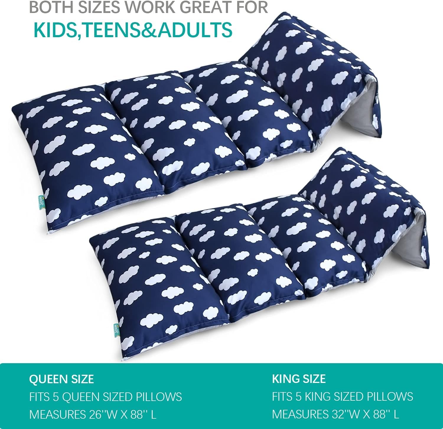 Floor Lounger Cover Non-Slip & Super Soft Floor Sofa Pillow Bed Cover, Great Choice for Kids or Adults Perfect for Slumber Party, Cloud Queen (Pillow Not Included)