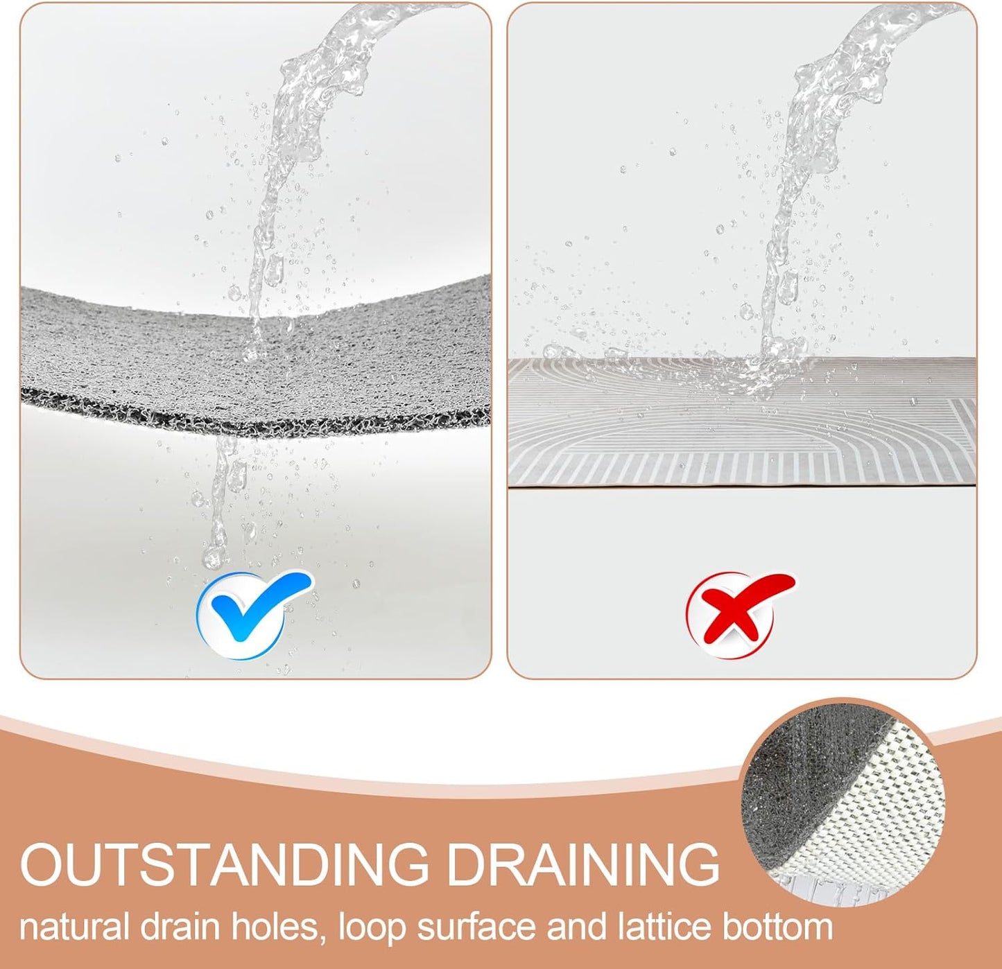 Bathtub Mat Non Slip, Bath Mat for Tub, Shower Mats for inside Shower, 16X46 Inch, PVC Loofah Bathroom Mats for Wet Areas, Quick Drying, Grey