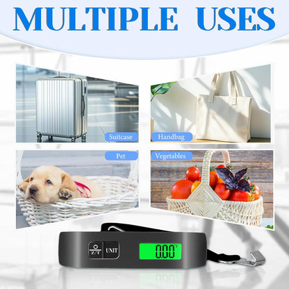 Luggage Scale, Portable Luggage Weight Scale 110Lb/50Kg with LED Display, Luggage Scale Travel Digital for Weighing Luggage, Backpacks, Fruits and Pets (Black)