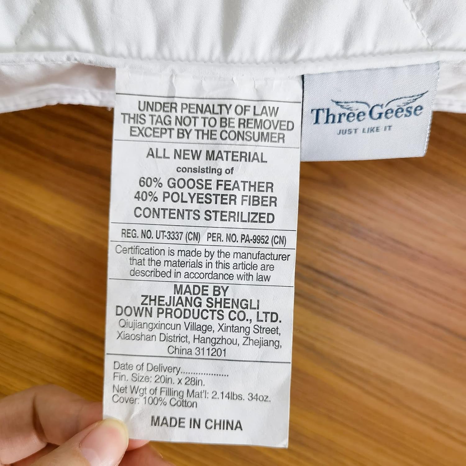 Queen/Standard Size White Goose Feather Bed Pillow - Soft 600 Thread Count 100% Cotton Cover, Medium Firm with Polyester Surround Fill