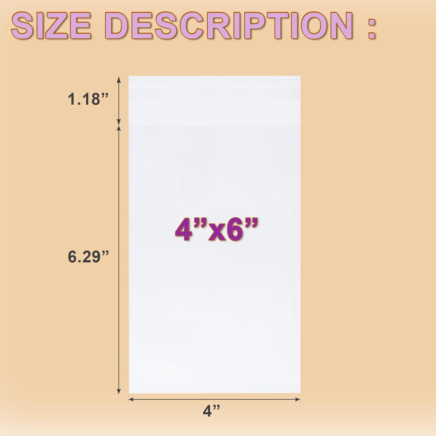 Clear Self Sealing Cellophane Bags, 200 Pcs 4X6 Inches Cookie Bags Resealable Cellophane Bag for Gift Wrapping,Packaging Cookies,Candies,Dessert,Bakery,Party Favors