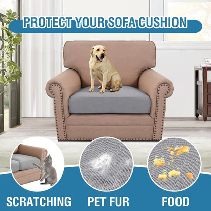 Water Resistant Woven Linen Look Couch Cushion Covers Individual Seat Couch Slipcover Set Chair Cushion Covers Suitable for Armchair Cushion Protector Slipcovers (1 Pack, Grey)
