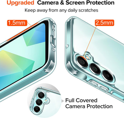 3-In-1 Clear Case for Samsung Galaxy A16 5G with 2 Pack Tempered Glass Screen Protector, [Military Grade Protection] Thin Slim Phone Cover Hard Back [Anti-Scratch] [Non-Yellowing]-Clear