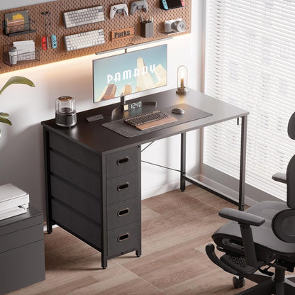 40 Inch Computer Desk with 4 Drawers Small Office Desk for Home Bedroom Study Writing Simple Modern Computer Table Black