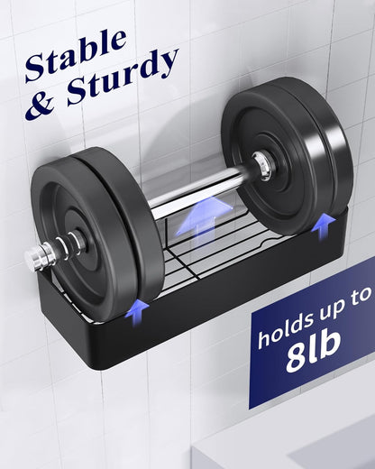 Large Shower Caddy - 2 Pack Adhesive Shower Organizer, Rustproof Stainless Steel Shelves, No-Drill Bathroom Organizers and Storage, Black