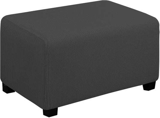 Stretch Ottoman Cover Length 20-30In Folding Storage Stool Furniture Protector Soft Rectangle Slipcover with Elastic Bottom(Ottoman Small,Dark Grey)