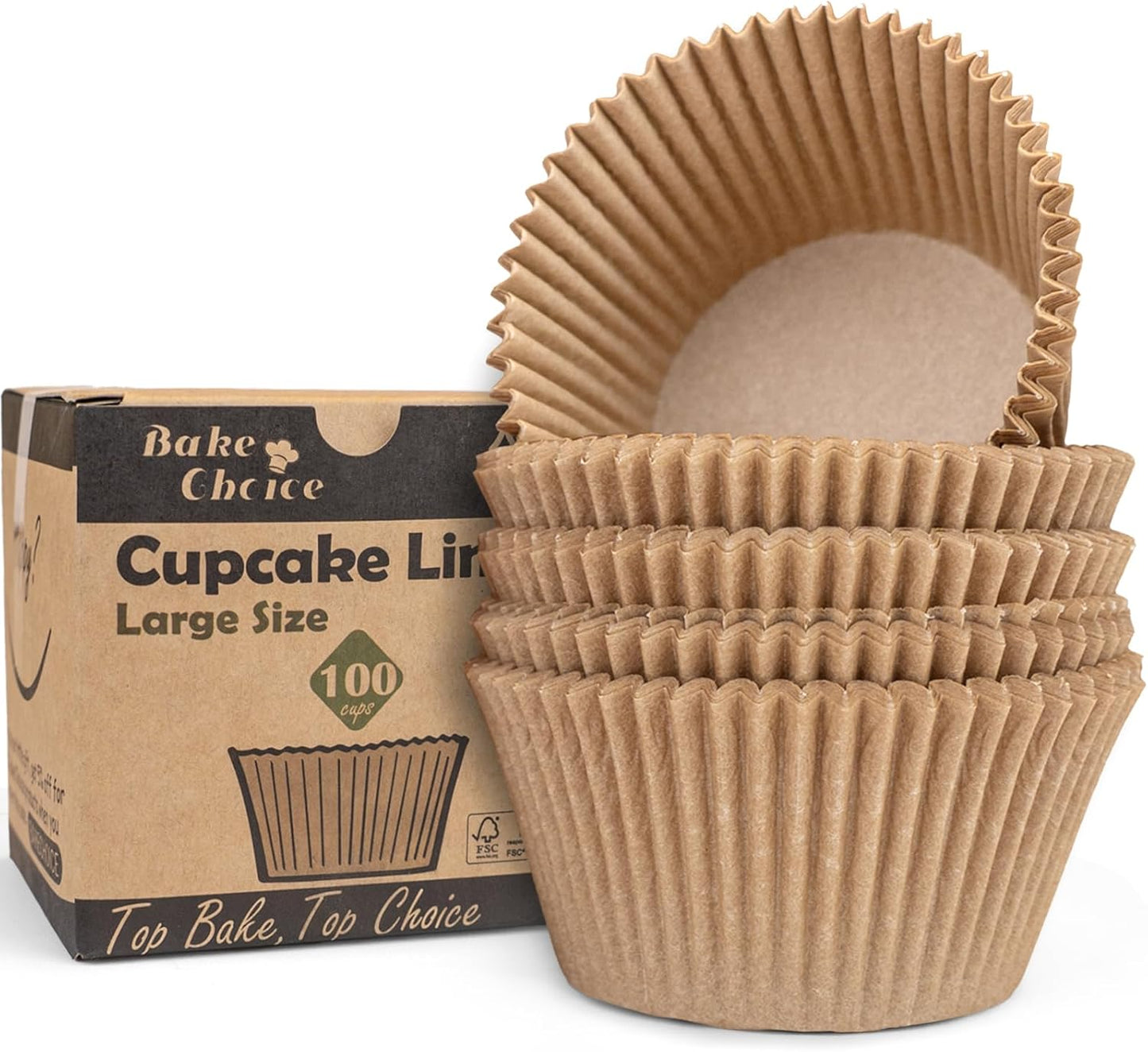 100Pcs Large Size Natural Tulip Cupcake Liners and 100Pcs Jumbo Cupcake Liners