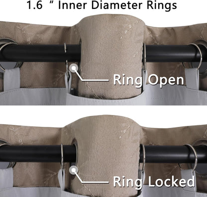 2 Panels 100% Blackout Curtain Liners with 13 Rings, 100% Darkening Blackout Liner for 63 Inch Curtains, Each 40" Wx58 L, 2 Liners per Set with 14 Pieces Rings
