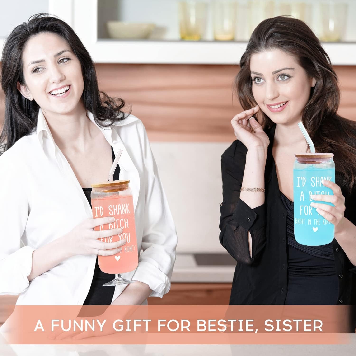 Birthday Gifts for Women Best Friends, Sisters Gifts from Sister, Friendship Gift for Women, Unique Birthday Gift for Friends Female Sister BFF, Bestie - 18 Oz Can Glass