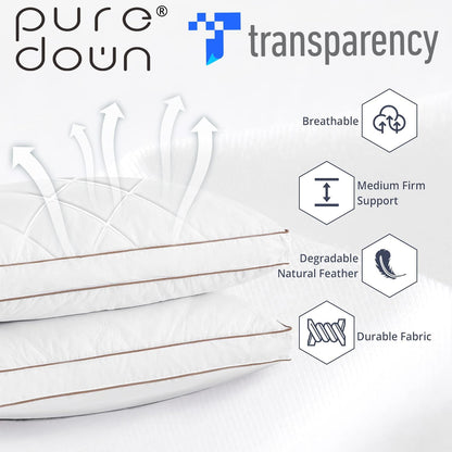 ® Goose Feathers and down Pillow for Sleeping Gusseted Bed Hotel Collection Pillows, King, Set of 2