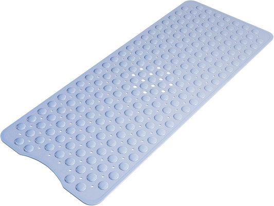 Shower Mat Non Slip 40 X 16 Inches, Shower Stall Mats with Suction Cups and Drain Holes, Non Slip Bath Mat for Tub for Elderly & Kids, Baby Blue