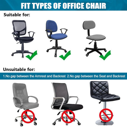Printed Office Computer Chair Seat Covers, Stretch Fit Universal Desk Rotating Chair Cover Washable Removable Seat Cushion Protectors - Beige