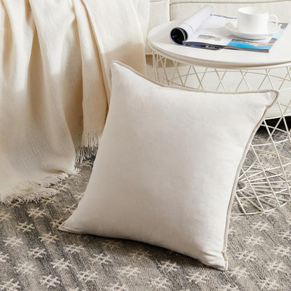 4 Packs Premium Faux Suede Decorative Throw Pillow Covers, Super Soft Square Pillow Case,Solid Cushion Cover for Couch/Sofa/Bedroom (16"X 16",Set of 2, Ivory)