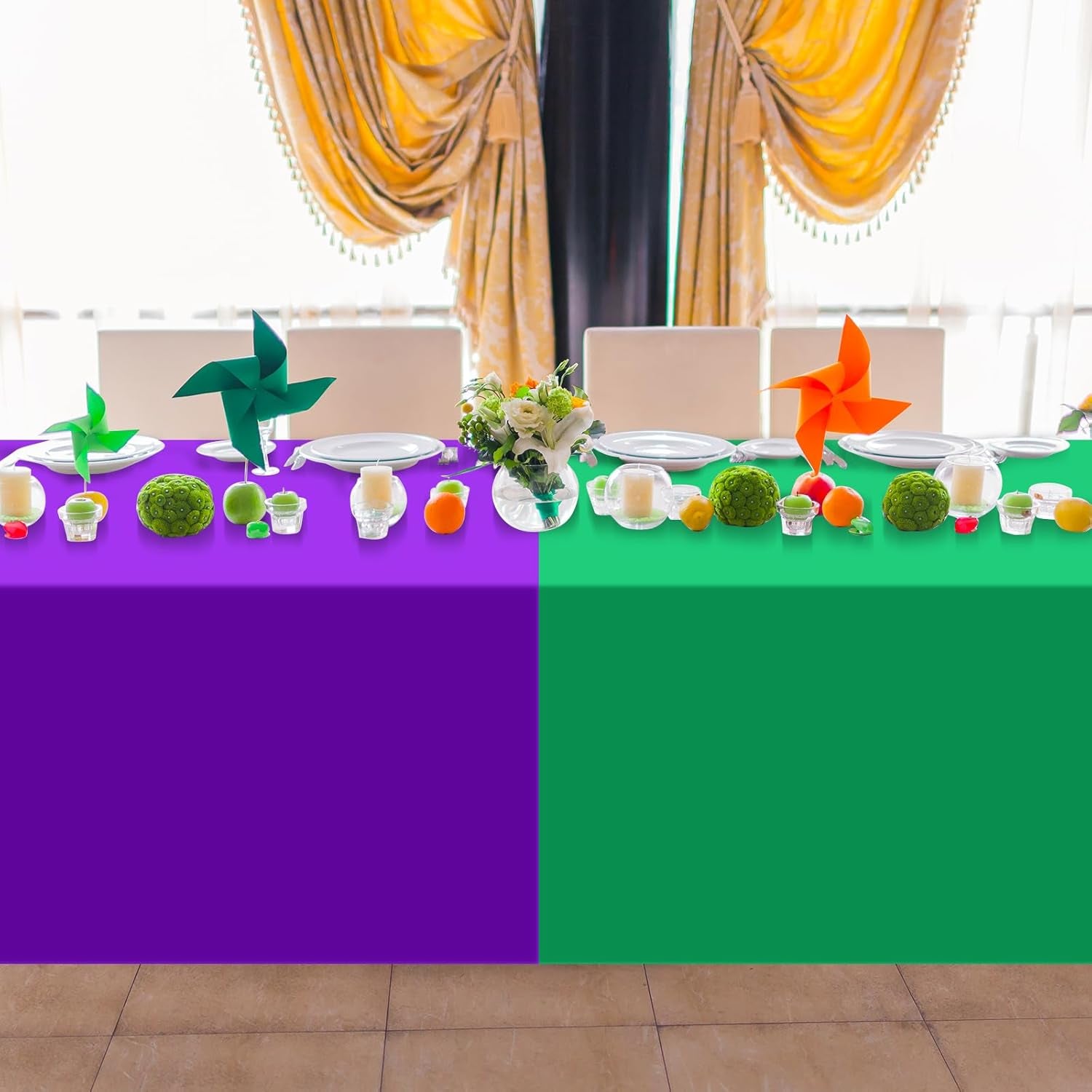 3Pcs Video Game Party Tablecloth,Plastic Table Cloth Disposable Green Blue Purple Table Cover for Video Games Theme Parties,Gaming Fans Birthday Party Decorations,54 X 108 Inch