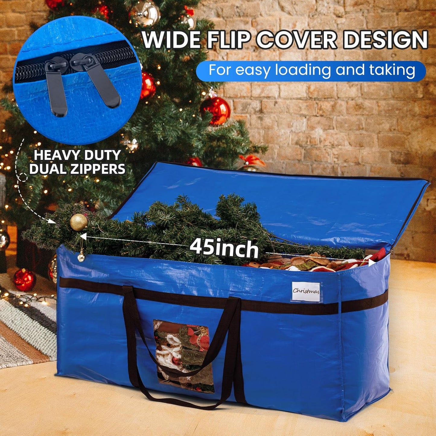 69 Gallon Extra Large Storage Bags, XXL Blue Heavy Duty Moving Bags for Storage with Visible Window, Wrap around Handles, Totes for Space Saving, Alternative to Moving Boxes (2 Pack)