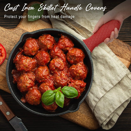 Cast Iron Handle Covers, 6 Pack Heat Resistant Silicone Handle Covers for Cast Iron Skillets and Pans