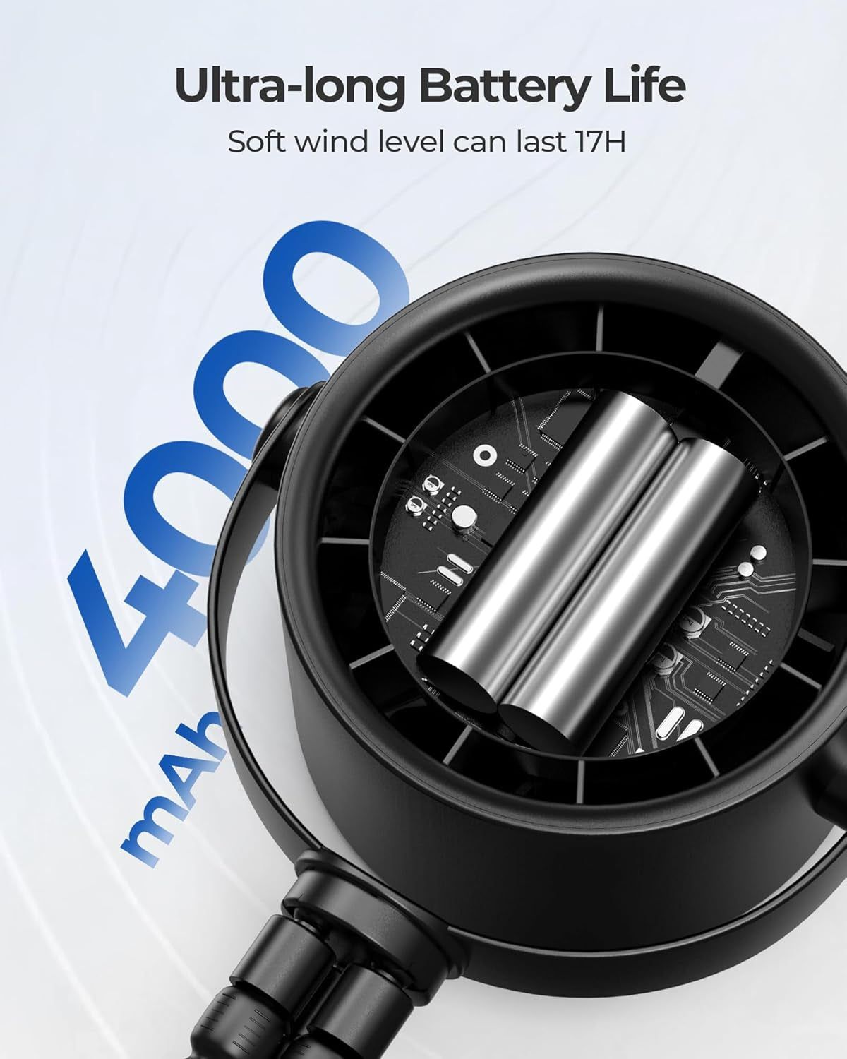 Portable Stroller Fan, Rechargeable Battery Operated, 5 Speeds with High-Speed Cooling, 17H Runtime, Digital Display, 360° Rotation, Ultra-Quiet, Flexible Tripod for Car Seats, Tents, Cribs