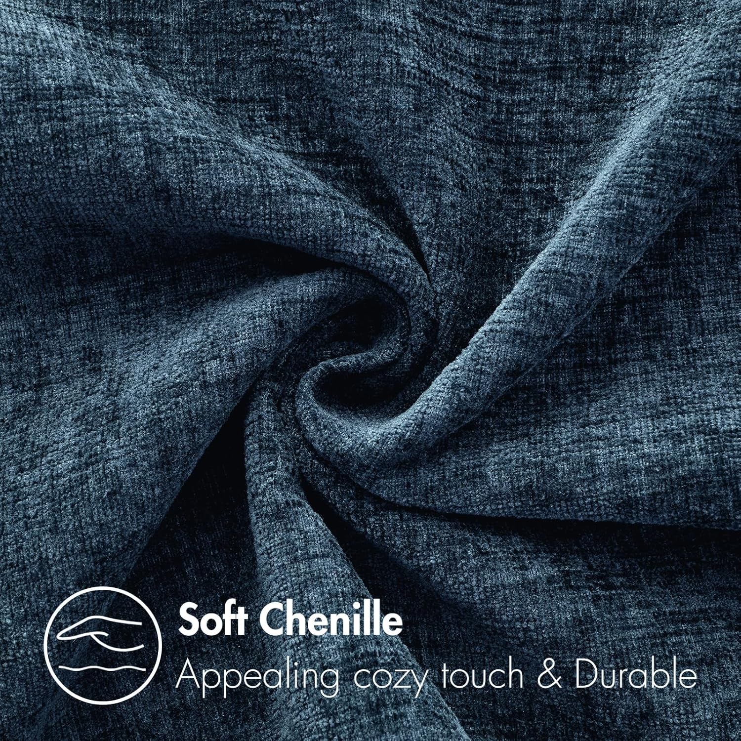 Pack of 2 Blue Throw Pillow Covers 18X18 Inch Soft Chenille Pillow Covers for Sofa Living Room Couch Solid Dyed Cases