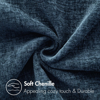 Pack of 2 Blue Throw Pillow Covers 18X18 Inch Soft Chenille Pillow Covers for Sofa Living Room Couch Solid Dyed Cases