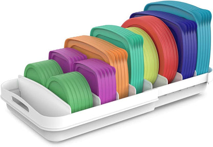 Extendable Food Container Lid Organizer for 12'' Deep Cabinets, Adjustable Length 13.4" - 20.5", GS01-SS