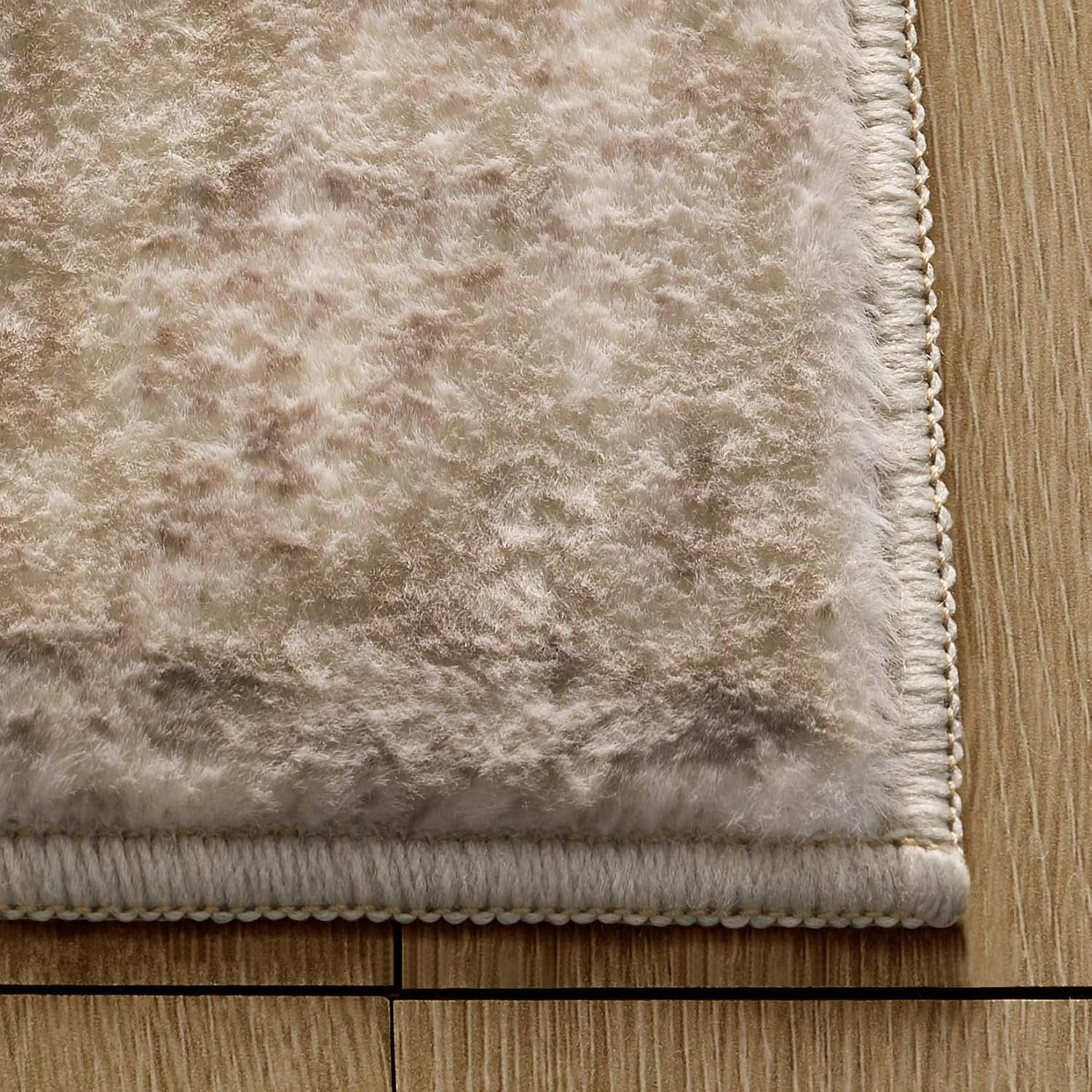 Area Rug Living Room Rugs: 5X7 Indoor Soft Small Low Pile Carpet Abstract Decor Large Washable for Bedroom Dining Room under Kitchen Table Home Office - Beige/Ivory