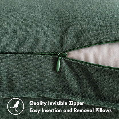 Pack of 2 Christmas Decorative Linen Pillow Covers Boho Farmhouse Modern Soft Accent Throw Pillows Neutral Cushion Covers for Sofa Couch Bed Living Room Home Decor, 18X18 Inch Dark Green