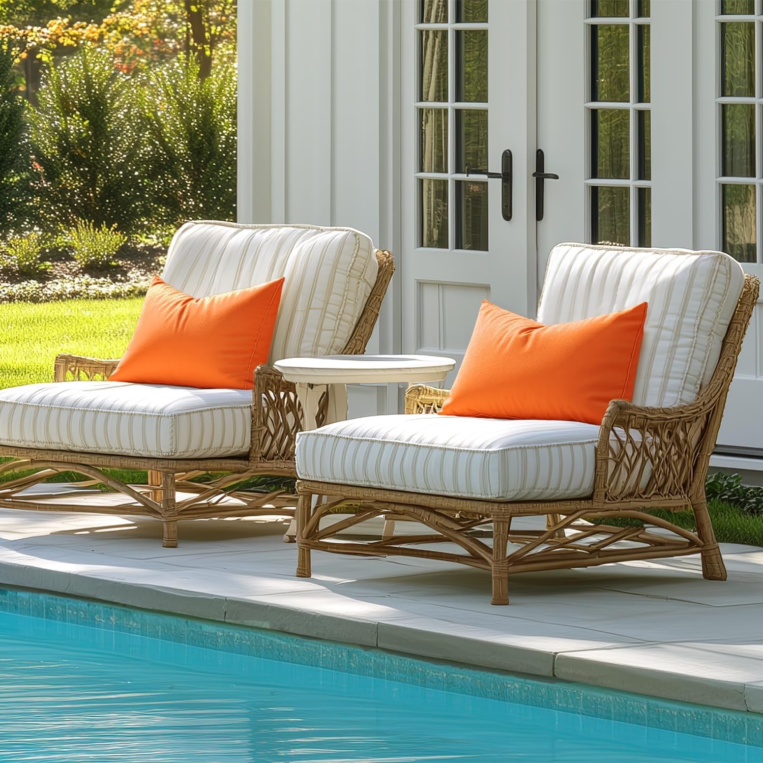 Outdoor Pillow Covers Orange Waterproof Fall Decorative Patio Throw Pillow Covers Fade Resistant for Furniture Tent Couch Sofa Living Room Pack of 2 Spring Summer Pillowcases 12X20 Inch