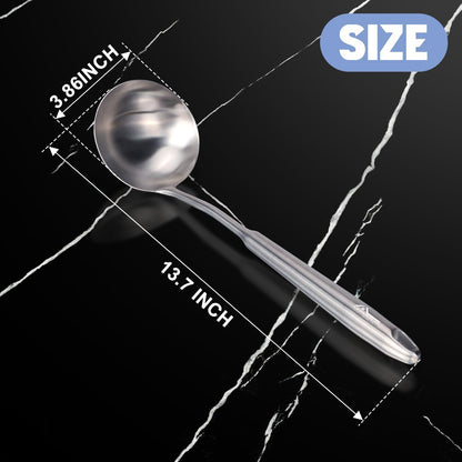 Stainless Steel Soup Ladle Spoon 13.7" – Kitchen Ladle for Cooking and Serving, One-Piece 304 Stainless Steel Serving Spoon for Soup, Stew, Gravy, Broth