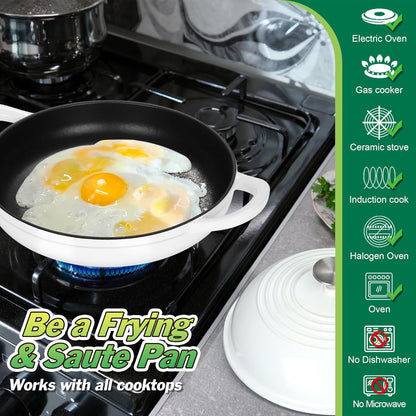 Dutch Oven for Bread Baking, 5.5 Quart Enameled Cast Iron Bread Oven with Lid, round Bread Pan for Homemade Sourdough Baking, Easy to Clean & Dome Lid, White