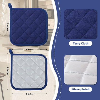 Pot Holders Clearance for Kitchen Heat Resistant Potholder, Hot Pads, Trivet for Cooking and Baking (5, Dark Blue)