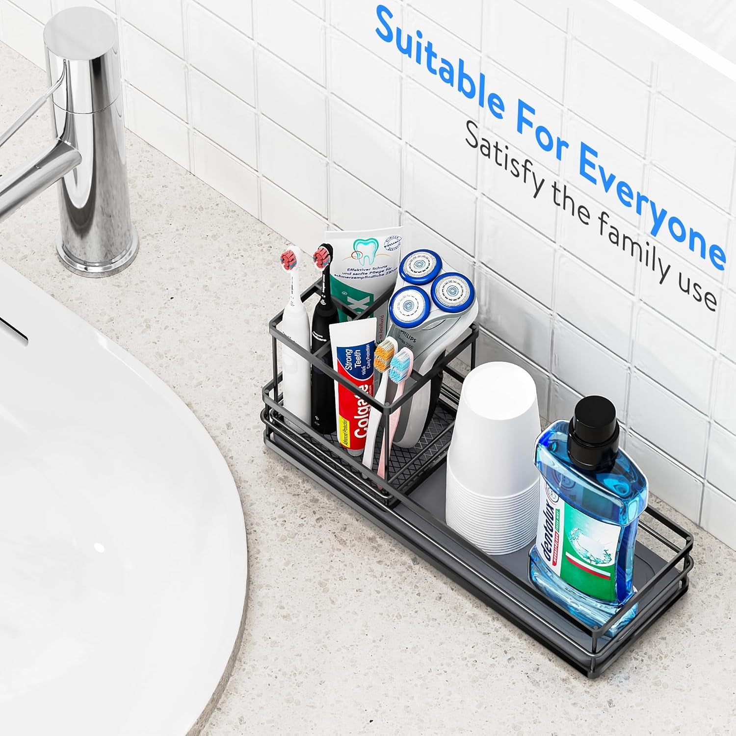 Toothbrush Holders with Water Absorbing Diatomite for Bathrooms, Electric Tooth Brush Toothpaste Holder, Kitchen Countertop Sink Caddy Sponge Organizers and Storage, Stone Drying