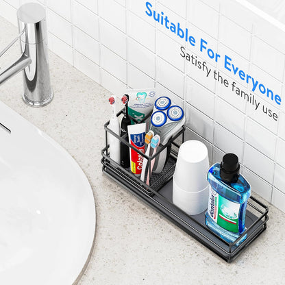 Toothbrush Holders with Water Absorbing Diatomite for Bathrooms, Electric Tooth Brush Toothpaste Holder, Kitchen Countertop Sink Caddy Sponge Organizers and Storage, Stone Drying